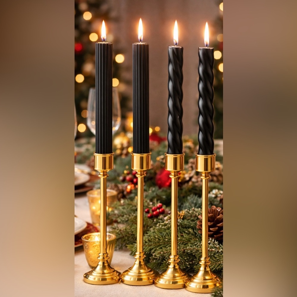 black taper candles-4 candles total 2 sets NEW NWT 10 in Christmas everyday
